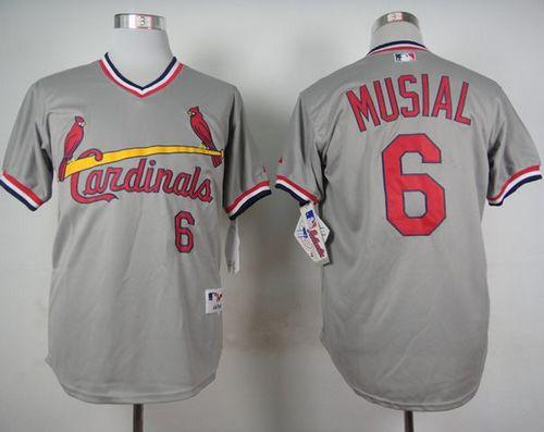 Cardinals #6 Stan Musial Grey 1978 Turn Back The Clock Stitched MLB Jersey - Click Image to Close